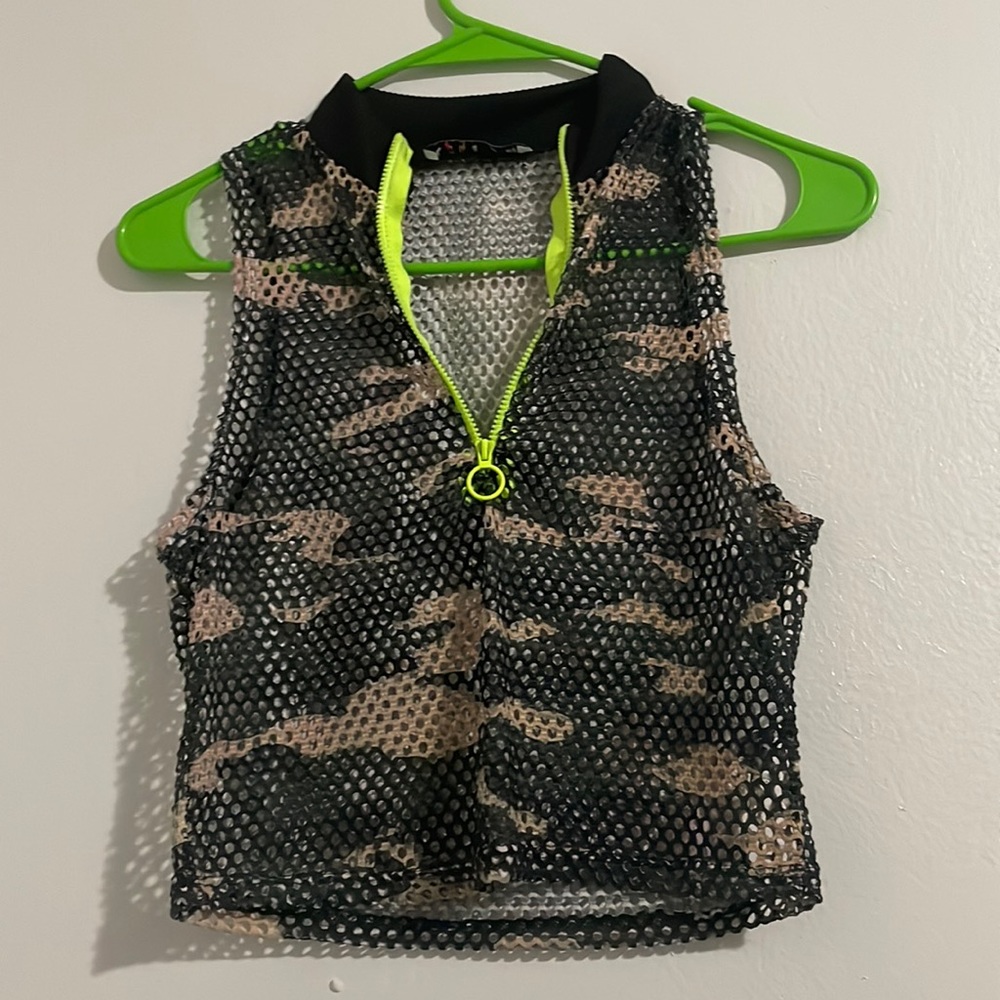 See through crop top.